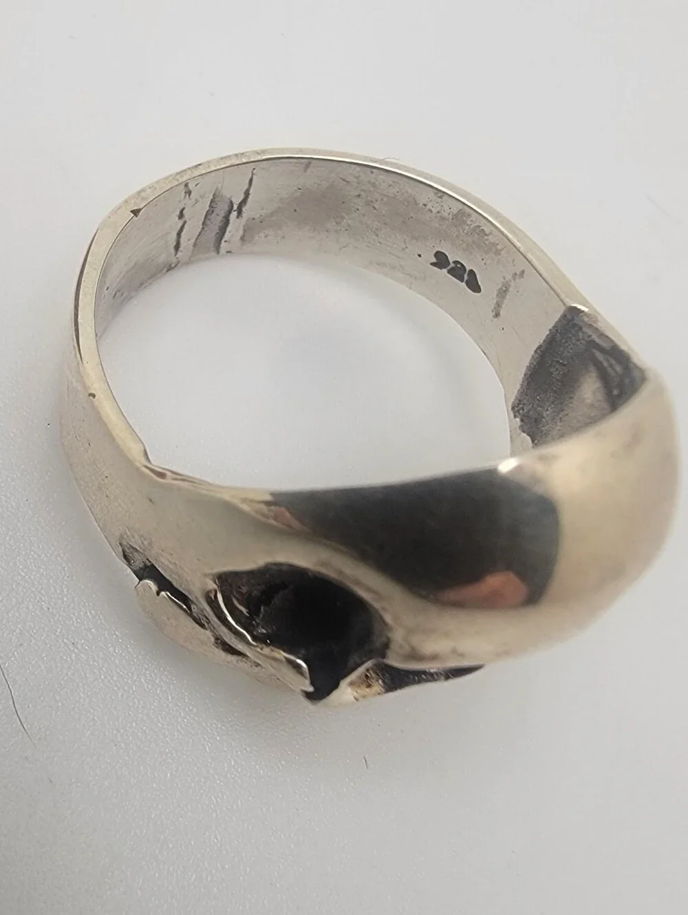 Size 10-3/4 925 Sterling Silver Skull Ring - Bold Statement Accessory